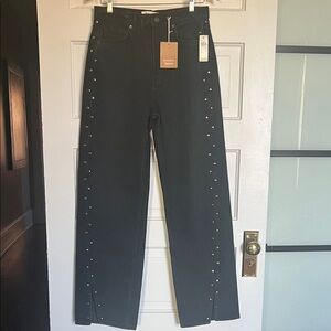 Reformation High rise slouchy straight leg Jeans with Silver Accents